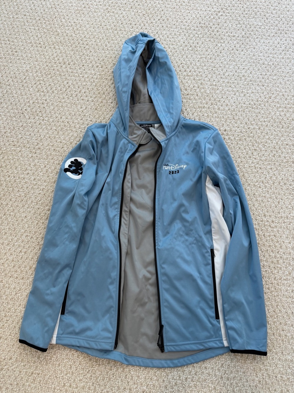 Disney Light Blue Hooded Rain Jacket with White Panels